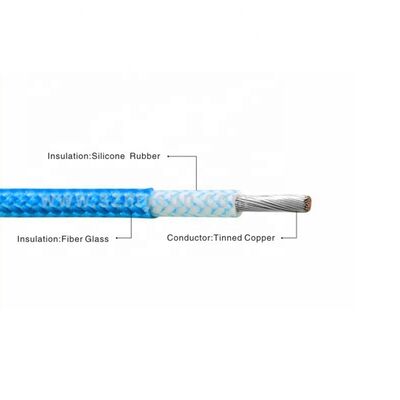 UL3122 الأسلاك الملتوية من الألياف الزجاجية ذات الجهد المسموح به 300 فولت و 200 درجة مئوية العزل من المطاط السيليكوني عالي الحرارة والموصل النحاسي المحفوظ